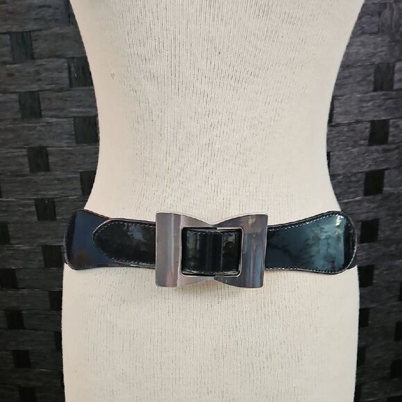 Elegant Black Silver Tone Bow Belt - Picture 1 of 7